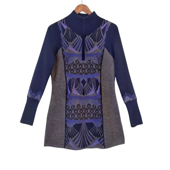 Title Nine Merino Wool Sweater Dress Tunic Nordic Ski Winter Purple Blue Small - Picture 1 of 7